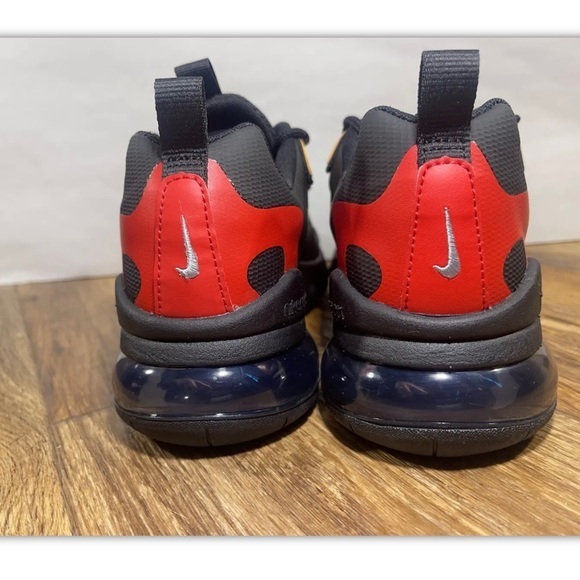 Nike Air Max React 270 Black Orange Red Cv9638-001 Size GS 5.5 / Women's 7 New - Picture 4 of 7